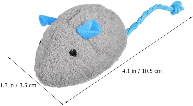 LOGOFUN 4Pcs Cat Mice Toy Plush Cat Mouse Toys Kitten Mice Chew Toy Kitten Mouse Molar Toy for Pet Supplies - Gray+Beige
