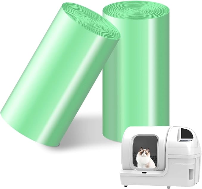 Cat Waste Drawer Liners, 25 Count Per Roll, 2 Rolls Pack, Durable and Tear-Resistant, Fits 9-11 Gallon Drawers, Versatile Use for cat litter box liners, kitchen,office,home, car trash can.