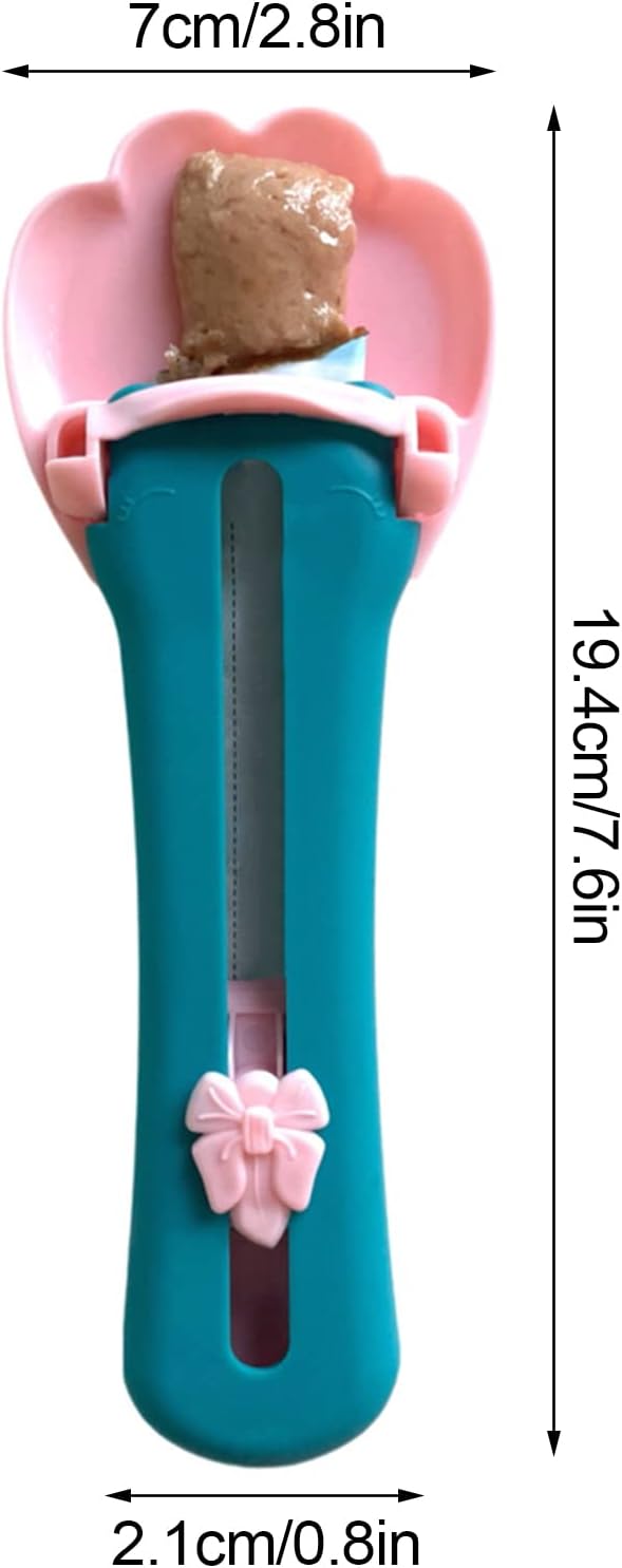 Cat Claw Shaped Cat Strip Squeeze Spoon, Delectables Lickable Cat Treats Spoon, Wet Treat Cat Feeder Spoon Treat Squeeze Spoon for Lickable Wet Cat Treats Liquid Snack Feeding (Pink + Blue)