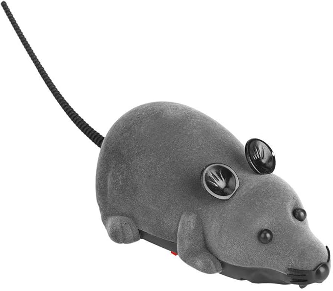 Fdit Electronic Mice Toy Furry Cute Pet Cats Mouse Catcher Animals Toys Funny Rat Novelty Gift with Remote Control(Grey)