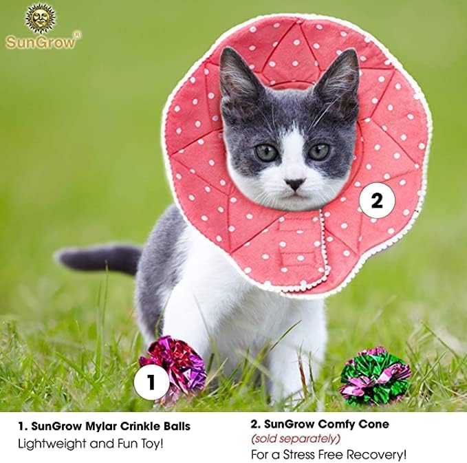 SunGrow Cat Crinkle Balls, 1.5-2 Inches, Lightweight, Ideal for Kittens and Adult Cats (24 Pieces, Multicolor)