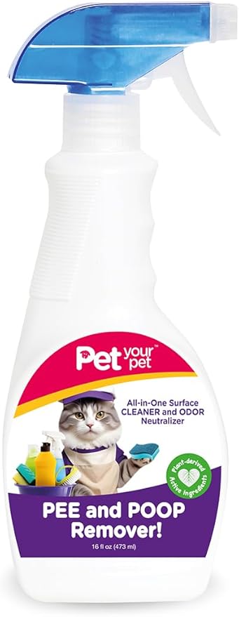 Pee and Poop Remover Cat – All-in-One Pet Stain and Odor Remover with Plant-Derived Ingredients – Stain and Odor Removers for Upholstery, Carpets & Hard Floors