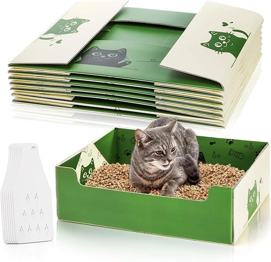 Disposable Litter Boxes for Cats, Travel Litter Box with Scoop, Double Layer Waterproof Litter