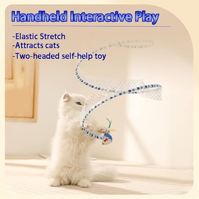 Folded Cat Tunnels for Indoor Cats, Cat Donut Tunnel, Cat Play Tunnels, Folded Cat Tunnel Spring,Cat Toy for Indoor Cats,Cat Toys Interactive for Indoor Cats(Blue)