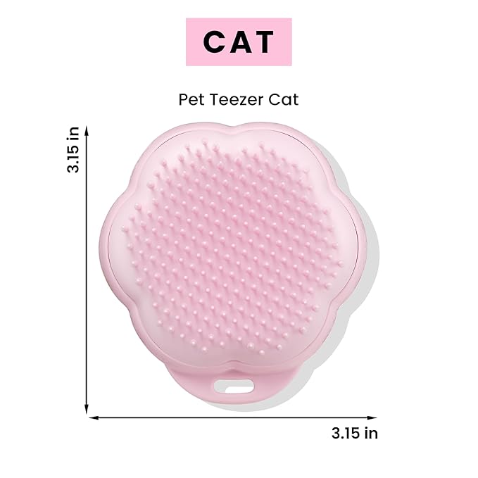 Pet Teezer by Tangle Teezer Cat Brush, De-Shedding Cat Hair Brush for a Gentle, Soothing Groom & Short to Medium Length Fur, Millennial Pink
