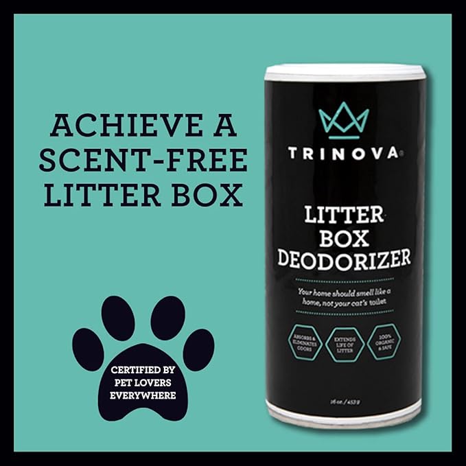 TriNova Kitty Litter Box Deodorizer - 100% Bio-Based, Hypoallergenic, Fragrance Free Odor Eliminator & Neutralizer - Extends Your Pet Cat's Litter & Absorbs Odors