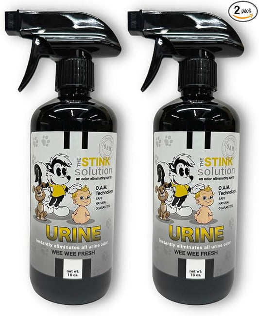 Urine Odor Eliminator Spray Completely & Safely Removes Cat Urine, Dog Pee, & Human Urine Odor Quickly from Carpet, Mattress, Hardwood Floor, & More - 2 16oz (WeeWee Fresh)