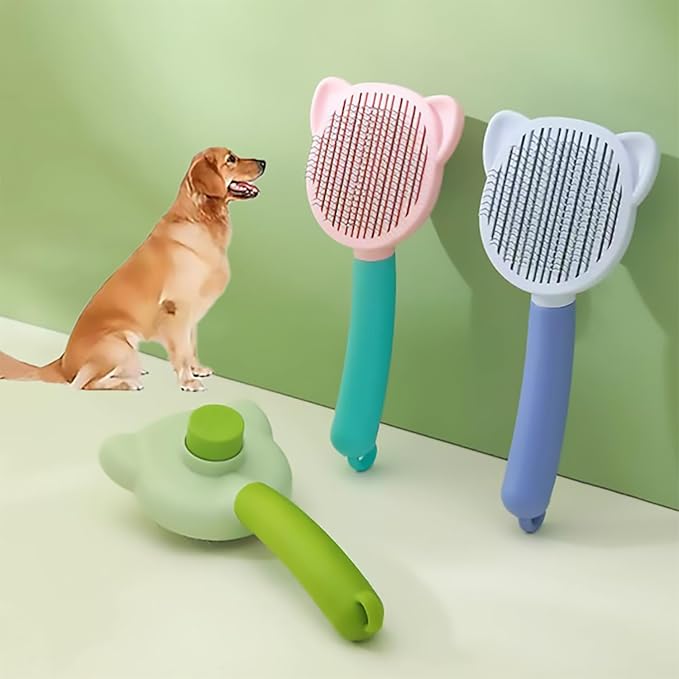 Dog Brush, Cat Brush, Pet Grooming Brush, Shedding Undercoat Rake, Clean Dog Grooming Comb, Dog and Cat Brush, Reduces Shedding by 96% (green)