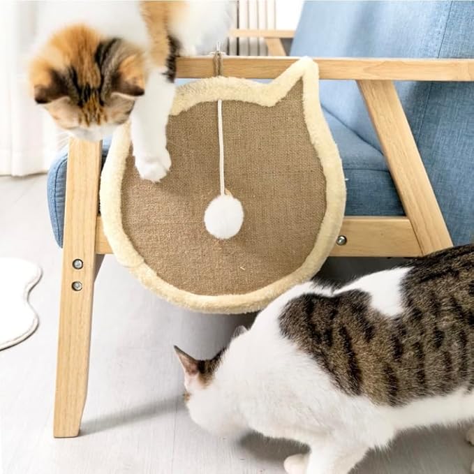 Nanu Lopez Cat Scratching Wall Pad, Premium Plush Small Scratcher Post with Hanging Ball for Indoor Cats, Durable Recyclable