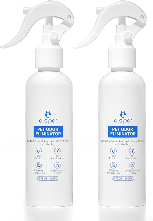 ELS PET Odor Eliminator for Strong Odor - Enzyme Pet Odor Eliminator for Self Cleaning Litter Box- Stain Remover for Cats and Dog Pee - Enzymatic Cat Urine Destroyer - Carpet Spray, 6.76oz Two Pack