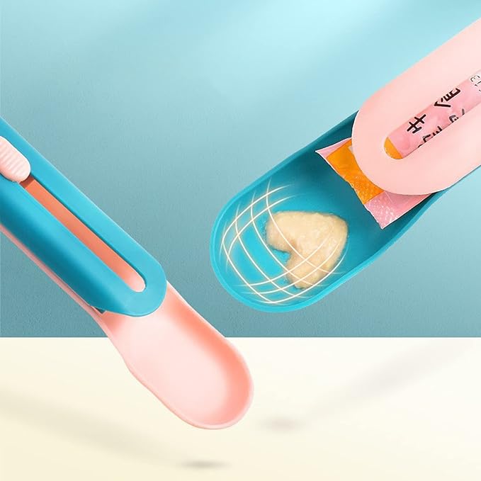 Pet Feeder Cat Strip Squeeze Spoon, Cat Wet Treats Dispense, Multi Functional Pet Spoons Cat Feeder,Cat Wet Food Spoon Feeding Pet Food Spoon Cat Snack Spoon for Lickable Wet Cat Pet Liquid(Blue)