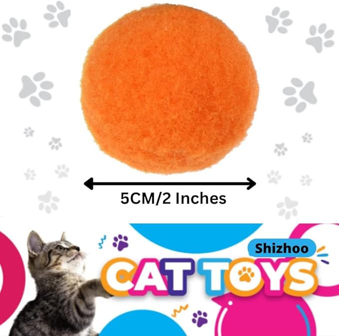 Premium Soft Pom Pom Balls for Kittens - Lightweight, Interactive, Assorted Colors - Plush Toy Balls for Kitten Training and Play - Pet Products for Cats (2.0 Inches 10 Balls)