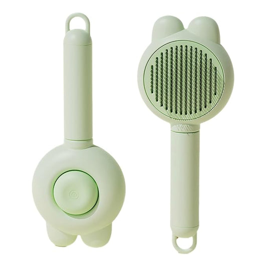 YINGFAN Cat Brushes for Indoor Cats, Self Cleaning Cat Brush for Shedding, Cat Hair Brush with Release Button, 7.9 Inch (Green)