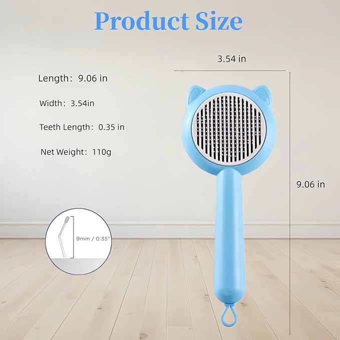 Cat Brush for Shedding，Pet Grooming Brush for Cats & Dogs，Cat Hair Brush with Self Cleaning Button,Deshedding Brush Easy to Removes Loose Fur