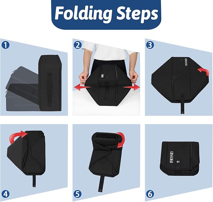 Petskd Portable Cat Travel Litter Box with Lid and 10 pcs Disposable Liner Bags, Leak-Proof and Collapsible, Cat Travel Essentials for Car Travel, Hotel, Airplane and Other Outdoor Use(Black)