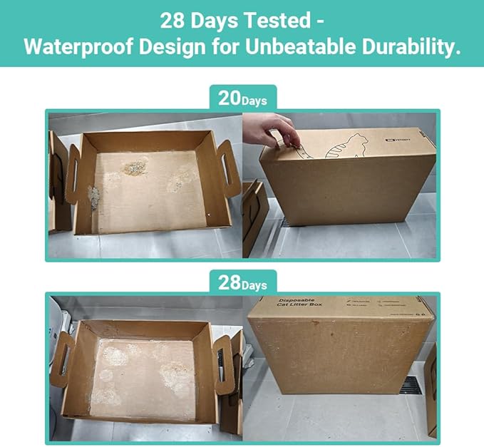 6-Pack Disposable Litter Boxes for Cats, Recycled Cardboard Cat Litter Box, Waterproof, Leakproof, Foldable, Portable for Travel(17.2'' x 12.2'' x 5.3'')