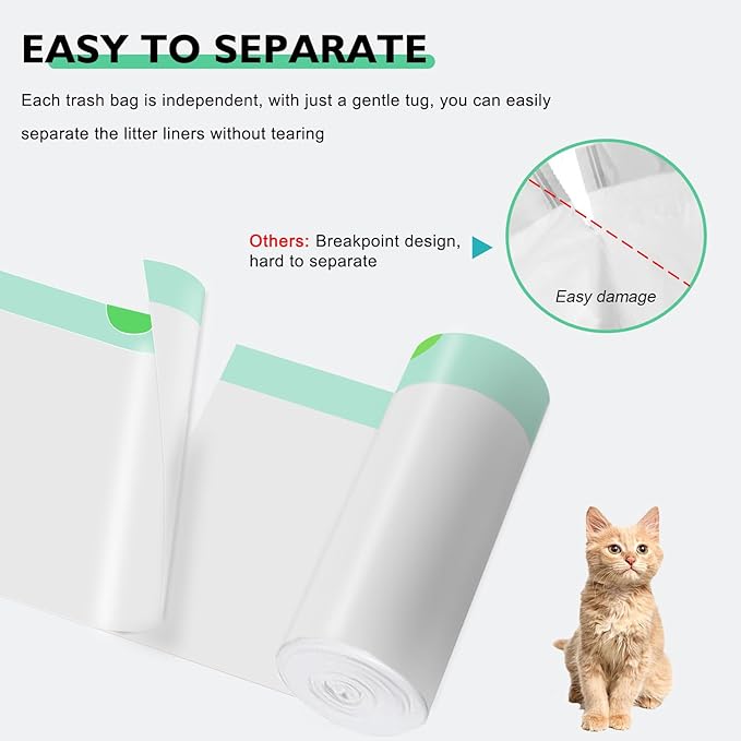 100 Pack Cat Litter Box Liner Bags Compatible with Self-cleaning Cat Litter Box, Thick Heavy Duty Drawstring Automatic Cat Litter Box Waste Drawer Liners-19" x 18"