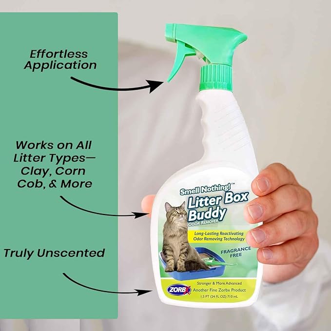ZORBX Unscented Cat Litter Deodorizer Spray – Fast-Acting Cat Litter Box Deodorizer for Strong Urine Odor & Cat Litter Odor Control | Advanced Pet Odor Remover & Stronger Odor Neutralizer (24 Fl Oz)