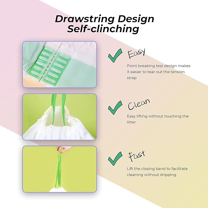 20 Count Jumbo Cat litter Box Liners, 46" x 19" Extra Large Heavy Duty Litter Pan Liner Bags with Drawstring for Pet Cat Litter Tray (Unscented)