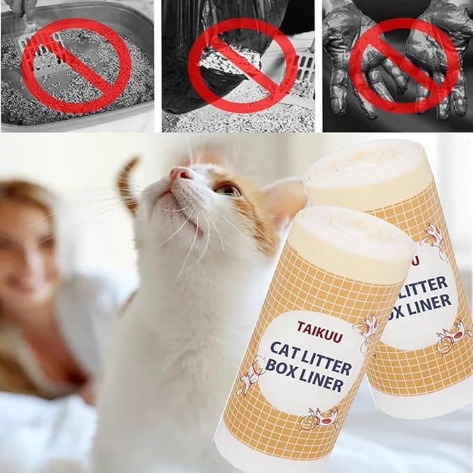 30 Count Large Jumbo Cat Litter Box Liners, Compatible with Reusable and Disposable Tray Refills Extra Thick Drawstring Heavy Duty Replacement Waste Trash Bags - 37" x 17.7"