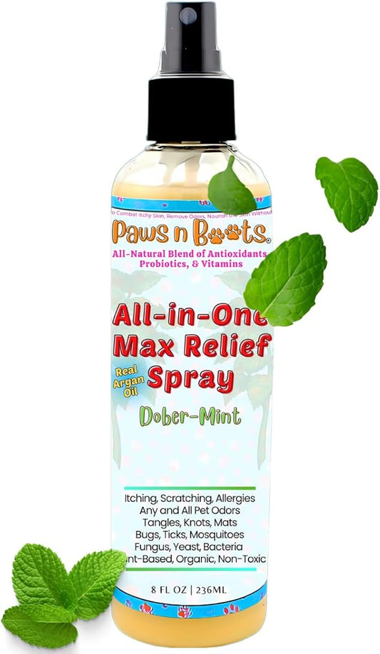 Dry Shampoo - All-in-One Max Relief Spray – Probiotic Antioxidant Rich Itch Relief, Remove Pet Odor, Repel, Clean, Condition. Pet Safe, USA Made. Non-Toxic, All-Natural Plant-Based Formula. Mint