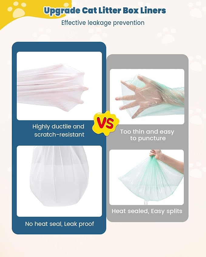 KONE Cat Litter Bags for Robot 3/4, 2 mil Thickened Waste Drawer Liners Compatible with Most Self-cleaning Automatic Boxes - 57 Count Pet Kitten Poop Disposable Replacement Bags, 5-9 Gal, 26 x 16