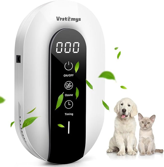 Cat Litter Deodorizer, Vrstemys 99% Litter Box Odor Eliminator, Stay-Within Ozone Air Purifier for Cat Litter Smell, Dog Poof Odor, Pet, Home, Room, Smoke, Garage and Toilet