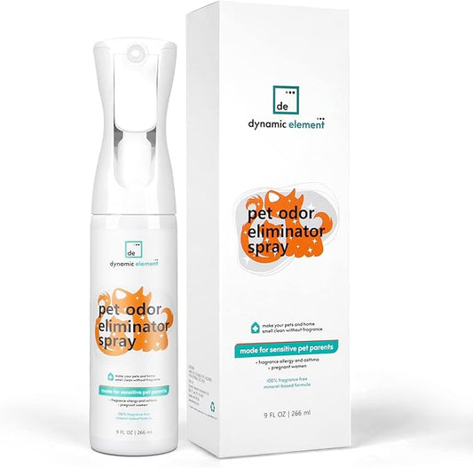 Unscented Pet Odor Eliminator Spray – Mineral-Based Spray to Tackle Cat Urine, Litter Box, and Bedding Odors – 9 Fl Oz
