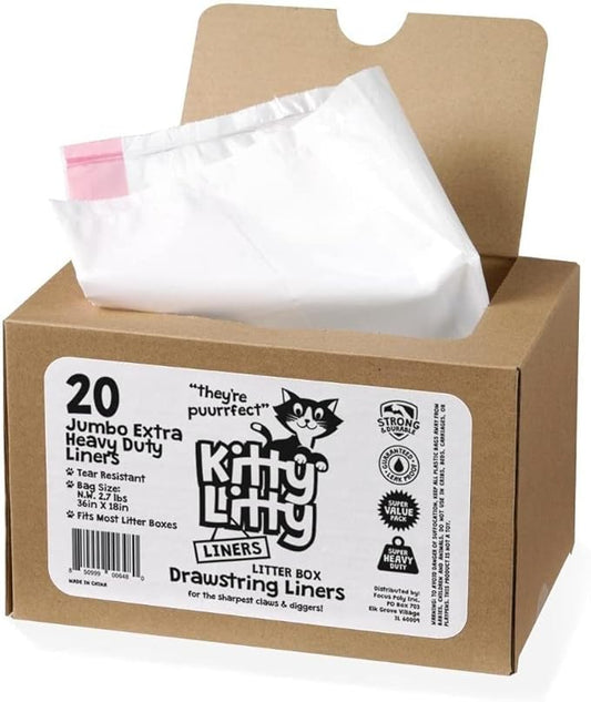 Extra Heavy Duty Jumbo Cat Litter Box Liners 20 Count Cat Waste Liners