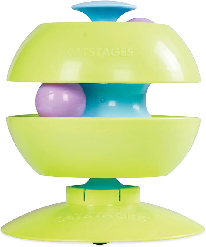 Catstages Twist-A-Ball Track Convertible Cat Track with Three Ways to Play, Standing, Infinity, or Rolling Ball Track, Blue