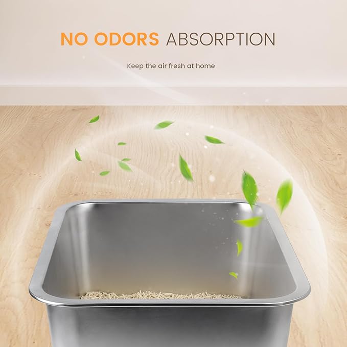 Stainless Steel Cat Litter Box - Scoop Free Cat Litter Boxes, Metal Litter Box, Stainless Steel Litter Box Easy to Clean, High Sided Litter Box, Ideal for Cats Rabbits Hamsters(Small)