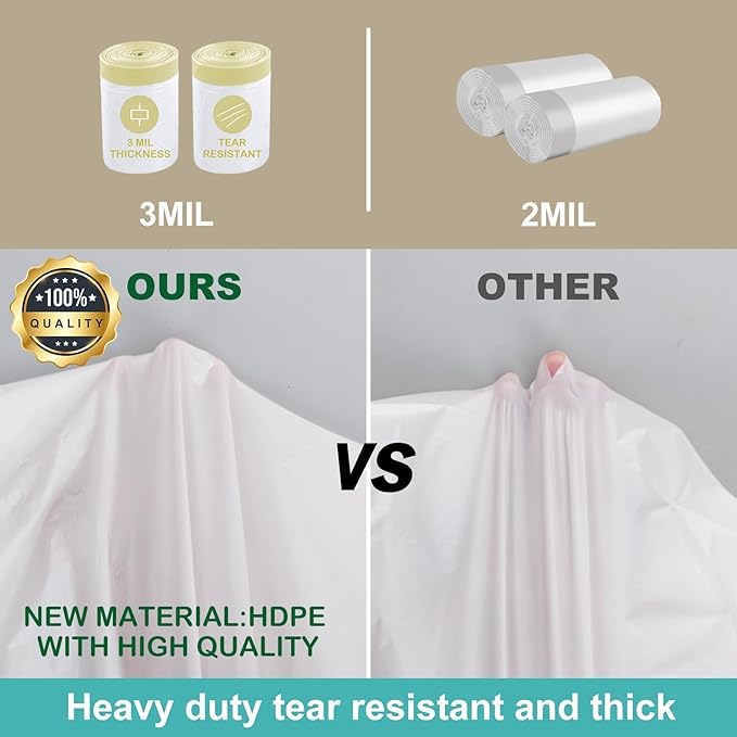 ELEGX 60 Count Litter Box Liners,HDPE Material 3MIL Extra Thick Heavy Duty 46" x 18" Jumbo Drawstring Cat String Liners,Compatible with Nature's Miracle/Petmate/Van Ness/IRIS,Tear & Leak Resistant