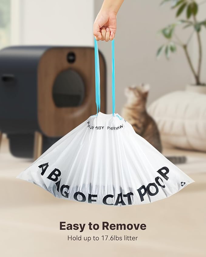 Cat Litter Box Liners Waste Bags-3 Roll Self Cleaning Cat Litter Box Trash Bags with handle (30pcs)
