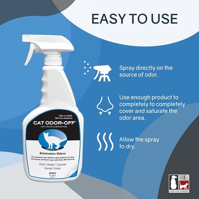 Thornell Cat Odor-Off: Cat Spray Odor Eliminator - Pet Odor Eliminator for Home - Pet Urine Odor Eliminator Spray, 22oz