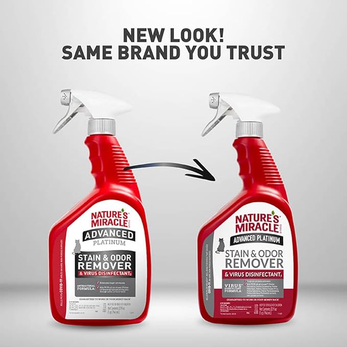 Nature’s Miracle Advanced Platinum Stain And Odor Remover And Virus Disinfectant 32 Ounces, Eliminates Tough Dog Messes
