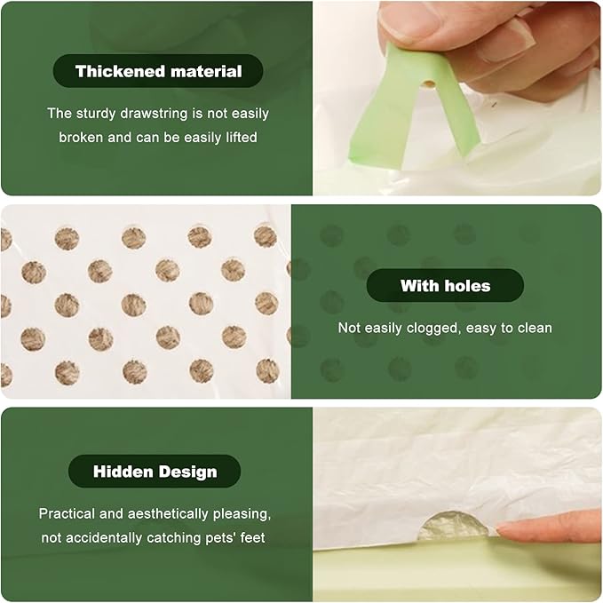 Tylu Cat Litter Liners Disposable Cats Litter Pan Liner Bag with Drawstring Cat Litter Sifting Liners Contains 6 Screening Bags with Holes + 1 Non-porous Screening Bag (5 sets, 35 pieces in total)