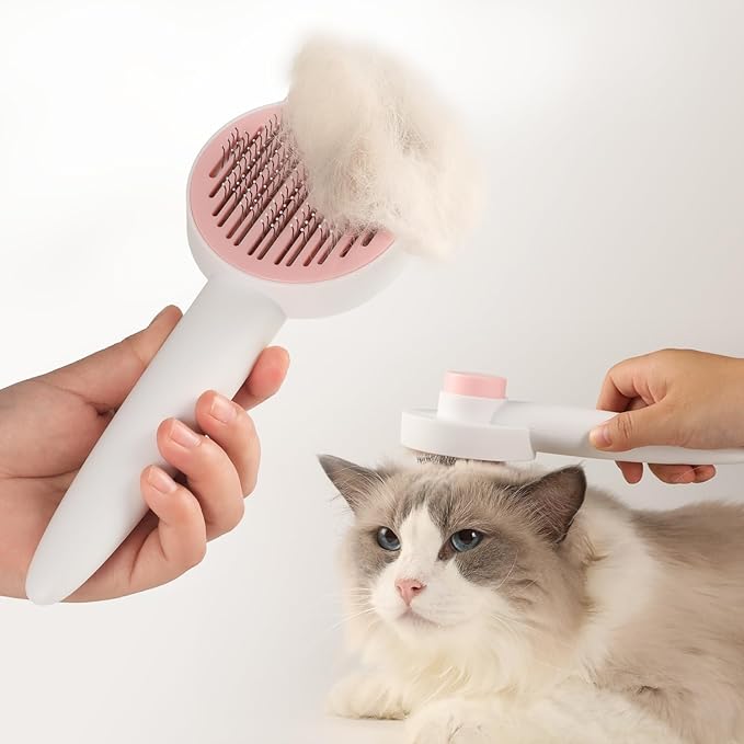 Cat Brush for Shedding, Cat Hair Brush for Indoor Cats, HYPERSPACE Pet Grooming Brush with Release Button, Self Cleaning Slicker Brush for Dogs Small Medium Large Breeds, with Massage Brush Teeth