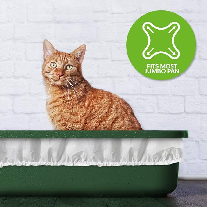 Alfapet Litter Box Elastic Liners 52 Pack-For Extra-Giant, jumbo, super-jumbo Size litter Pans- With Sta-Put Technology for Firm, Easy Fit- Quick + Clever Waste Cleaners