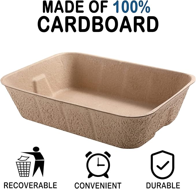 PINVNBY 6 Pcs Disposable Litter Boxes for Cats Paper Cat Litter Trays Cardboard Liner Tray for Kitty, Rabbit and Other Small Animal Indoor Outdoor Use Alone or As Box Liners (16.14 x 12.2 x 3.7 Inch)