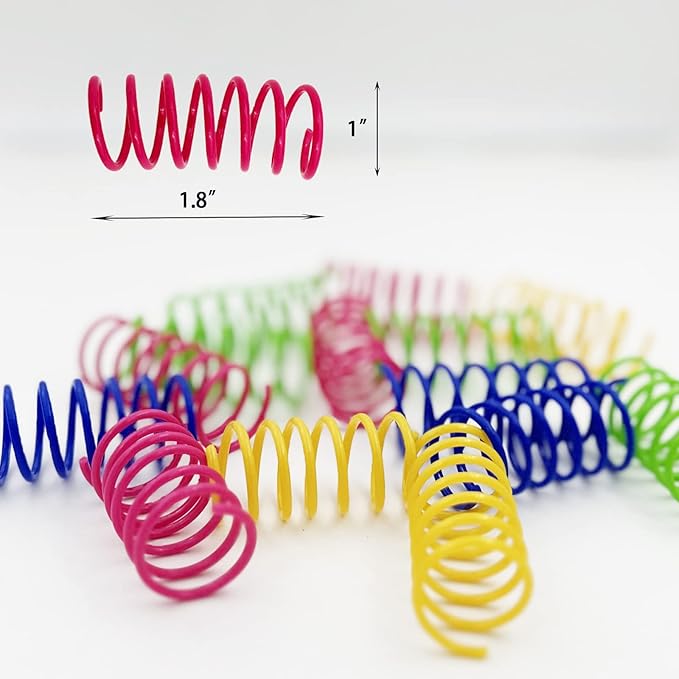 Sheldamy Cat Spring Toy Spiral, 108 Pack Folded Coil Springs for Indoor Cats, Plastic Colorful Fitness Play