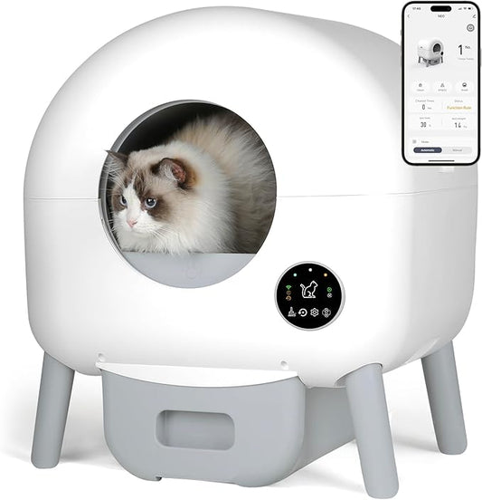 Self Cleaning Litter Box - Automatic Cat Litter Box self Cleaning, with 1 Roll Trash Bags and Mat, Small-White