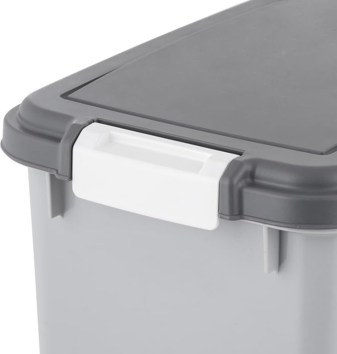 IRIS USA Airtight Dog Food Storage Container with Wheels, Up to 30 lbs & 11 lbs, 2-Cup Scoop, Cat Dog Treat Wet Food Cans Toys Storage Container, Stackable, Portable, Gray
