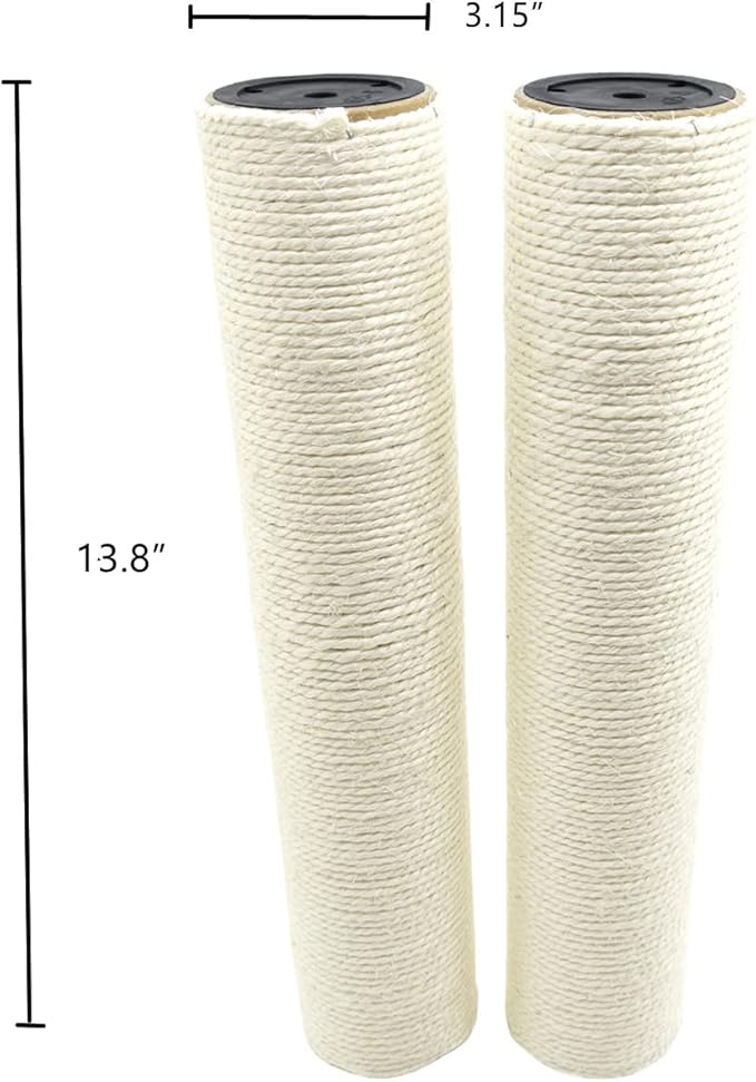 SHENGOCASE 4-Pack Cat Tree Replacement Post 13.8" L, 3.15" Ø Pole with M8 Bolt, Cat Tower Relacement Post, DIY Cat Scratching Post Replacement Part Pole