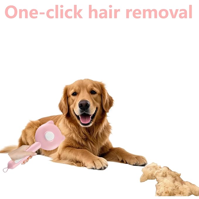 Cat Brush with Self Cleaning Button,Cat Hair Brush for Shedding,Pet Grooming Brush for Long or Short Haired Cats & Dogs,Easy to Removes Loose Fur,Pink