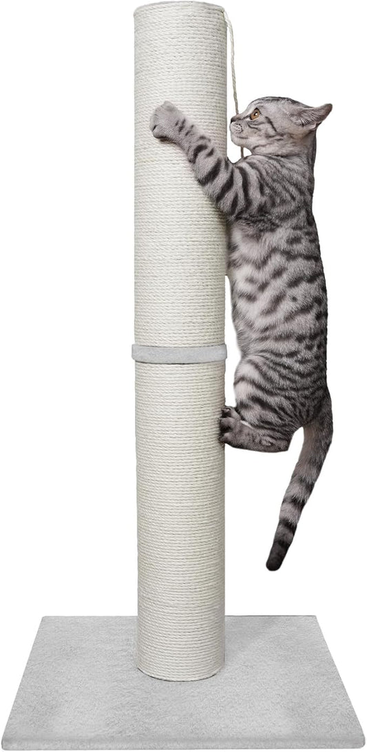 MumMarmot's Cat Scratching Post with Premium Sisal Rope 3.25Inch Large Diameter Scratcher Post for Indoor Cats Beige（25 inch）