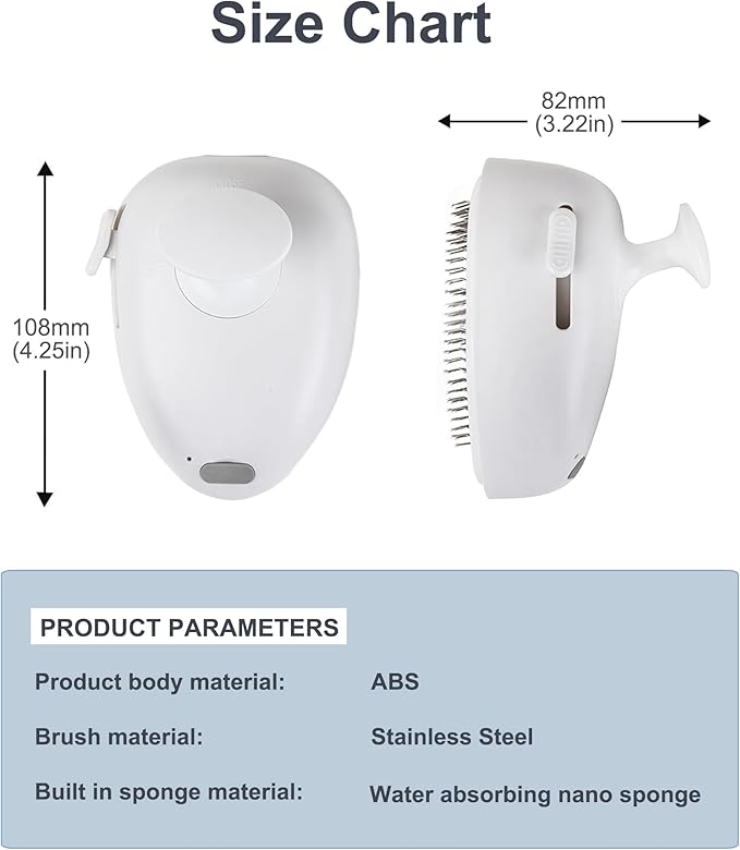 Cat Steam Brush for Shedding,Self Cleaning Cat Brush with Steam,Rechargeable Pet Steam Brush,Mist Brush Comb for Indoor Cats,Cat Hair Brush,Steamy Cat Brush for Short&Long Haired Pets.(White)