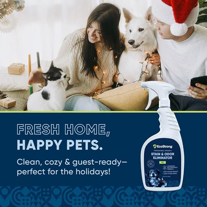 Eco Strong Pet Stain and Odor Remover - Cat Urine Enzyme Cleaner Destroyer, Urine Destroyer for Dogs, Pet Urine Enzyme Cleaner - 32 OZ