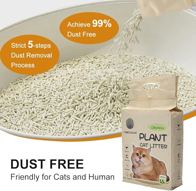 Cat Litter,Clumping Cat Litters,Odor Control and Unscented Ultra Absorbent Water Flushable Bentonite Tofu Cat Litter,Dust-Free,5.5 lbs/Bag Odorless