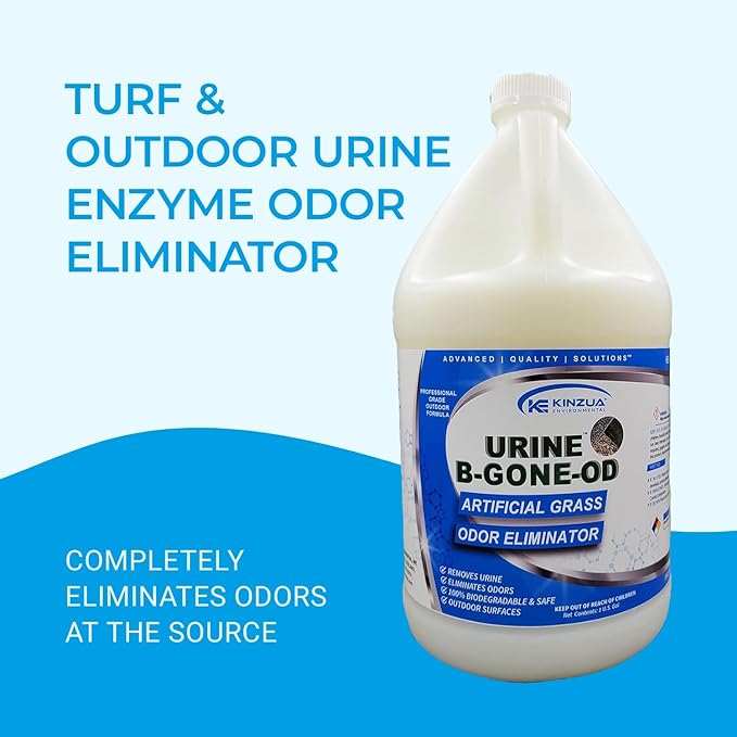 KINZUA ENVIRONMENTAL Urine B-Gone-OD Professional Pet Urine Enzyme Cleaner, Pet Yard Odor Eliminator for Artificial Grass, Concrete & More, 1 Gallon