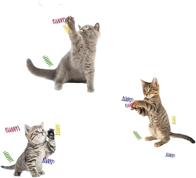 Sheldamy Cat Spring Toy Spiral, 108 Pack Folded Coil Springs for Indoor Cats, Plastic Colorful Fitness Play